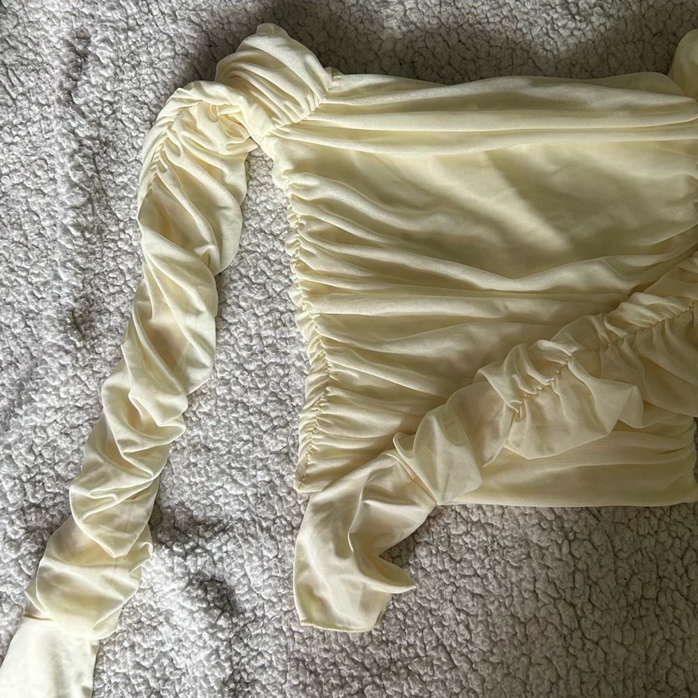 Elegant Cream Ruched Women's Top